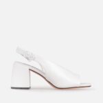 Pantofi decupati, albi, toc patrat - imagine 2