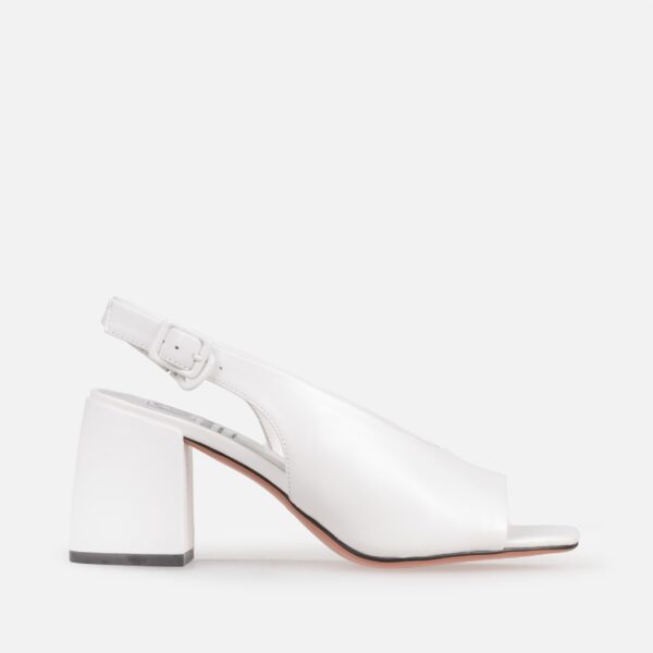 Pantofi decupati, albi, toc patrat - imagine 2