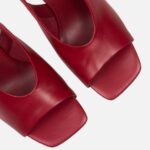 Pantofi decupati, bordo, toc patrat - imagine 3