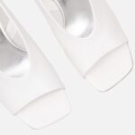 Pantofi decupati, albi, toc patrat - imagine 4