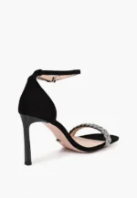Sandale elegante, piele intoarsa cu pietre - imagine 4