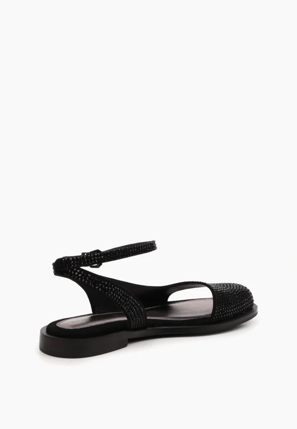 Sandale dama, piele intoarsa, accesoriu pietre - imagine 3