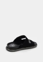 Saboti dama, piele intoarsa, accesoriu pietre - imagine 4