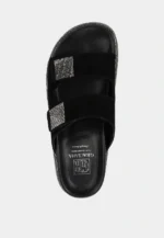 Saboti dama, piele intoarsa, accesoriu pietre - imagine 5