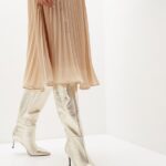 Cizme dama, piele lacuita, aurii