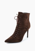 Botine dama maro cu siret din piele intoarsa C-302