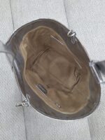 Geanta de umar din material textil(denim) si piele cu aspect metalic lucios - imagine 2