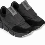 Sneakers negri, piele intoarsa