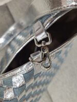 Geanta de umar din material textil(denim) si piele cu aspect metalic lucios - imagine 6