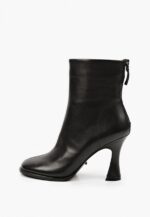 Botine negre din piele naturala, toc clepsidra - imagine 2