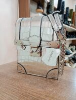 Geanta crossbody argintie,piele naturala