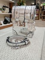 Geanta crossbody argintie,piele naturala - imagine 2