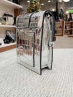 Geanta crossbody argintie,piele naturala - imagine 4