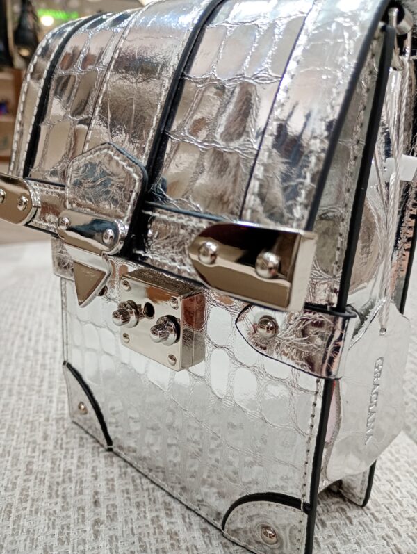 Geanta crossbody argintie,piele naturala - imagine 5