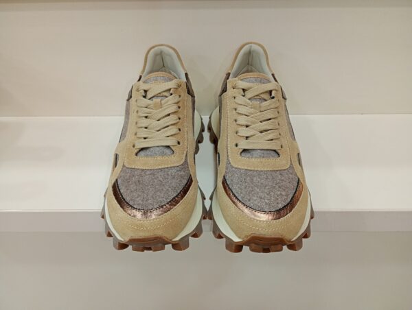 Sneakers dama din piele intoarsa, bej - imagine 2