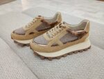 Sneakers dama din piele intoarsa, bej