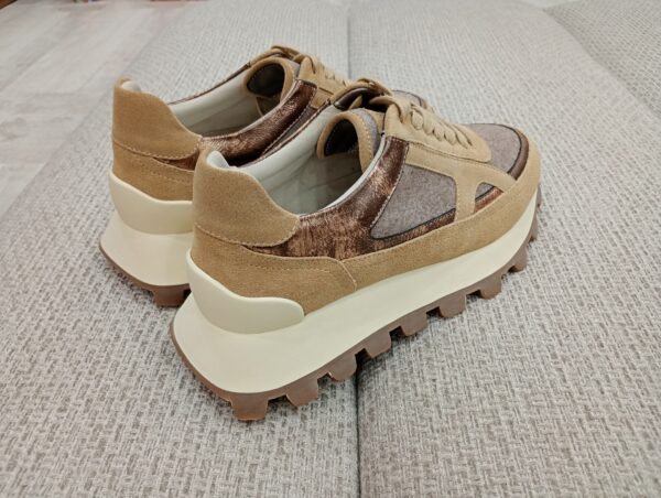 Sneakers dama din piele intoarsa, bej - imagine 5