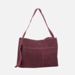 Tote bag, burgundy, piele intoarsa - imagine 2