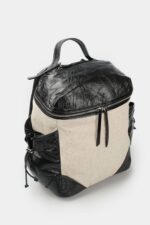 Rucsac din piele naturala si panza - imagine 3