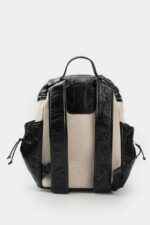 Rucsac din piele naturala si panza - imagine 4