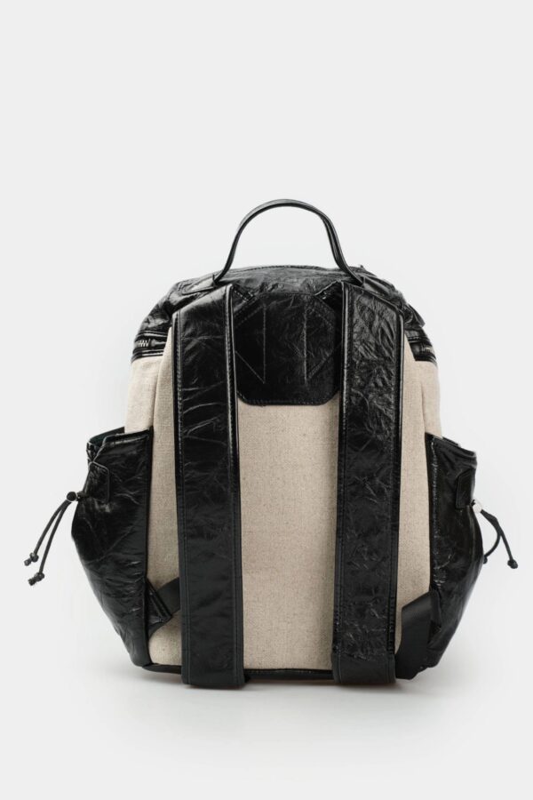 Rucsac din piele naturala si panza - imagine 4