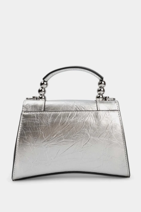 Geanta argintie, piele naturala lacuita - imagine 3