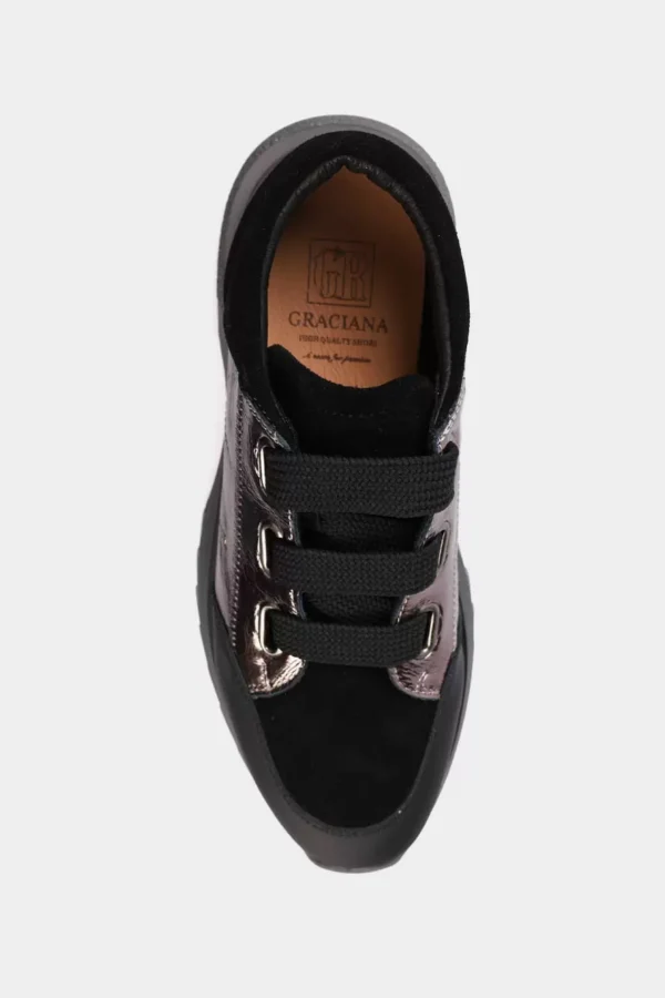 Sneakers dama negri, piele naturala - imagine 4