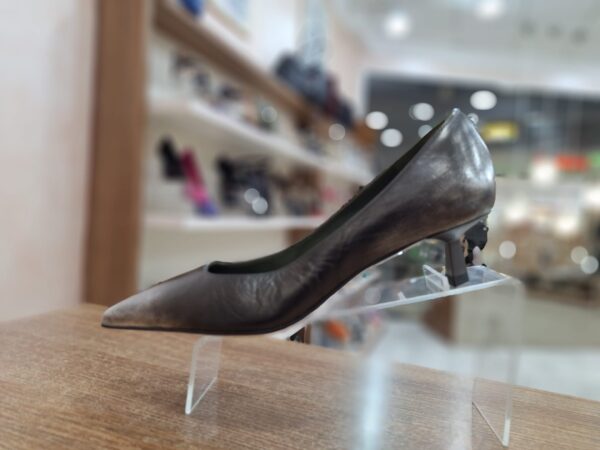 Pantofi din piele naturala verde oliv inchis cu aspect metalizat c-118 - imagine 3