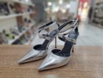 Pantofi decupati argintii cu bareta pe glezna c-156 - imagine 2