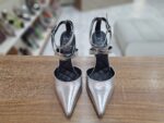Pantofi decupati argintii cu bareta pe glezna c-156 - imagine 4