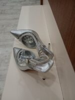Pantofi decupati argintii cu pietre c-215 - imagine 4