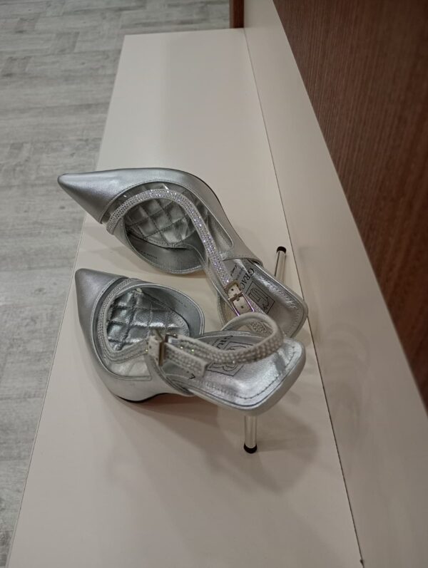 Pantofi decupati argintii cu pietre c-215 - imagine 4