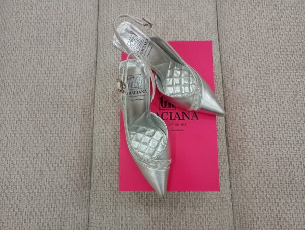 Pantofi decupati argintii cu pietre c-215 - imagine 5