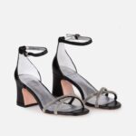 Sandale elegante cu toc gros si bareta pe glezna c-526