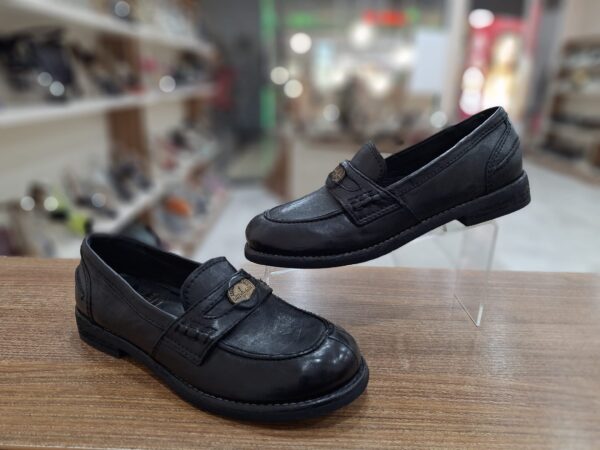 Mocasini "penny loafer" din piele naturala, negri c-455 - imagine 5